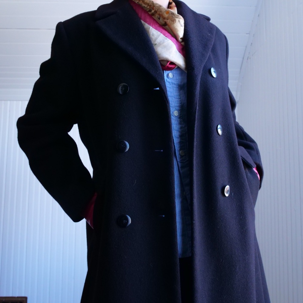 Perfect 90s Andrea Marin longline double breasted‎ black wool coat